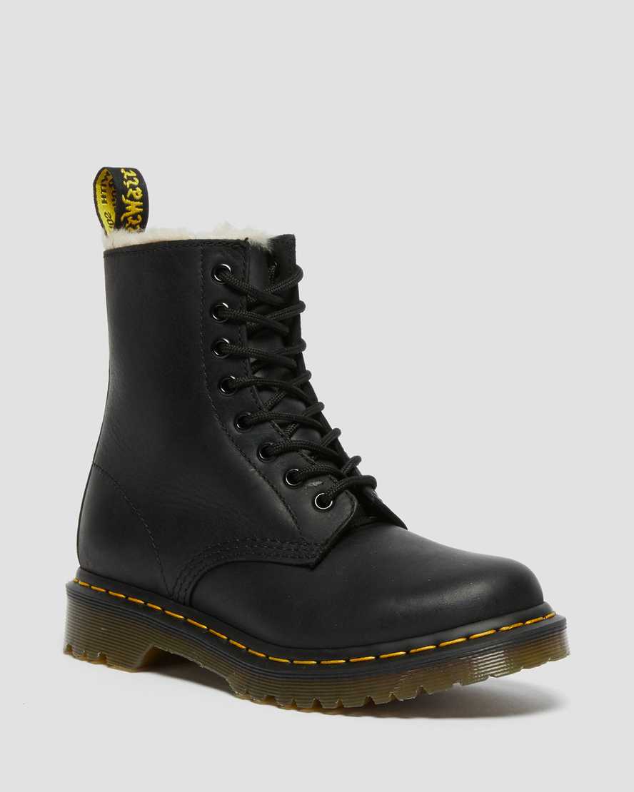 Dr. Martens 1460 Faux Fur Lined Snørestøvler Dame Svart [7052ZTAUR]